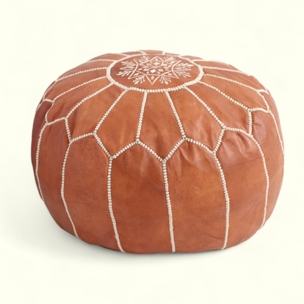 Handcrafted Leather Moroccan Pouf – Stylish & Versatile Home Décor